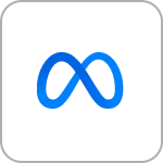 Meta symbol icon on white background with gray border